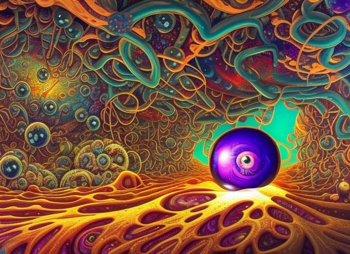 Psychedelic Cannabis Molecule Floating in a Bubble