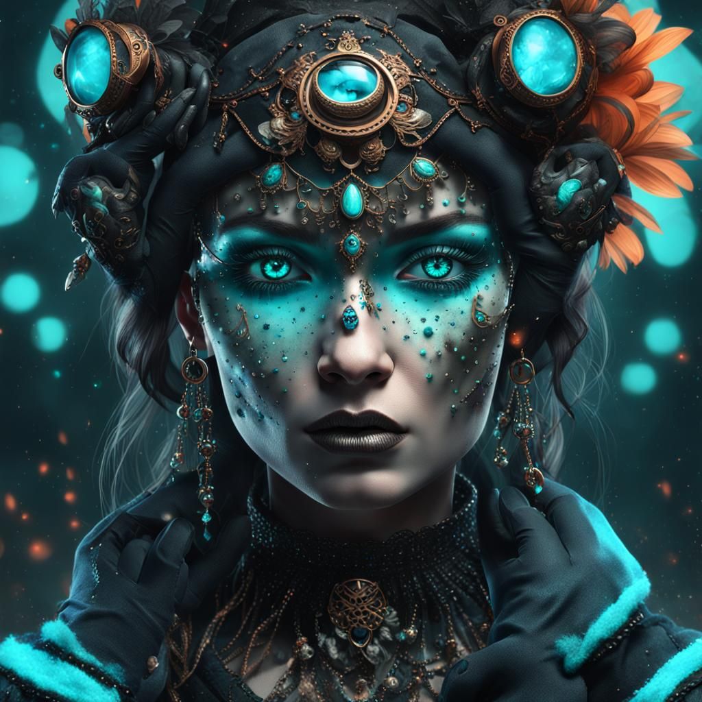 Dark Fairy Portrait with Steampunk and Gothic Elements