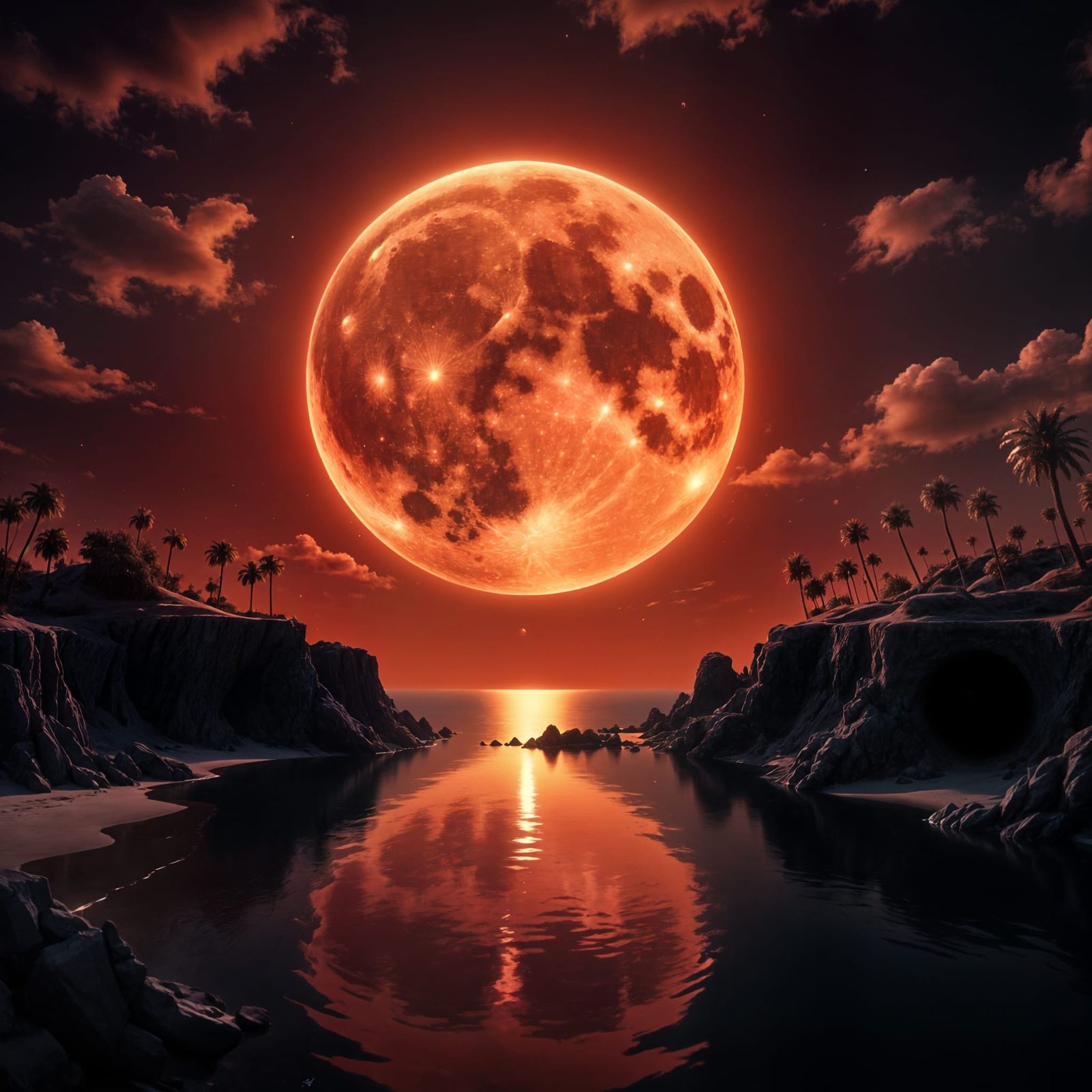 Moonlit Eclipse in a Cinematic Atmosphere