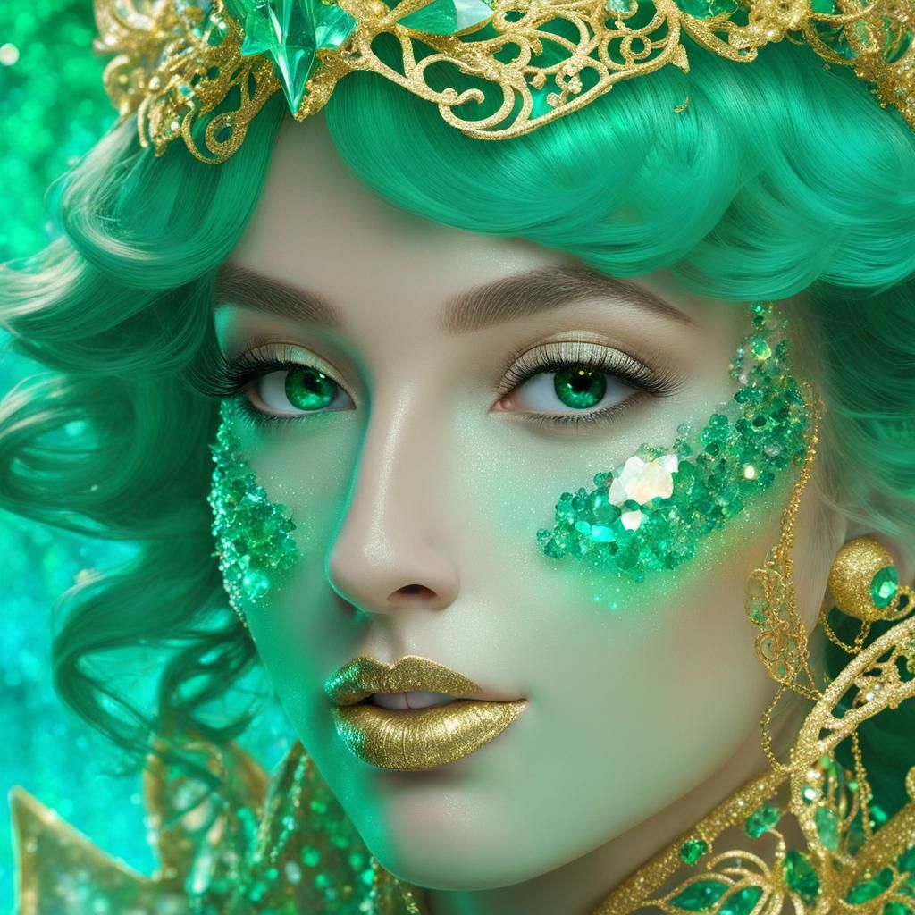 Crystallized Elf in Vaporwave Sfumato Style