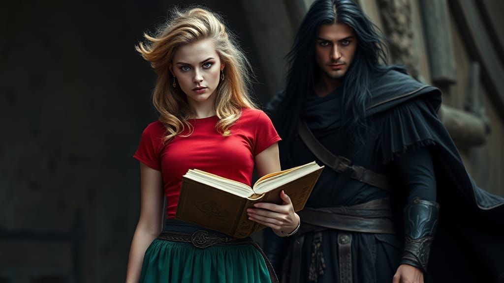 Majestic Slavic Warrior Maiden in Mystic Realm