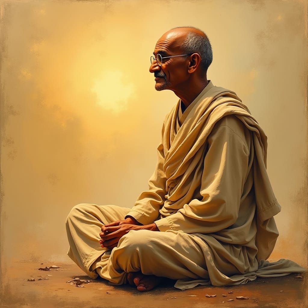 Gandhi Portrait Inspired by Bengal School of Art