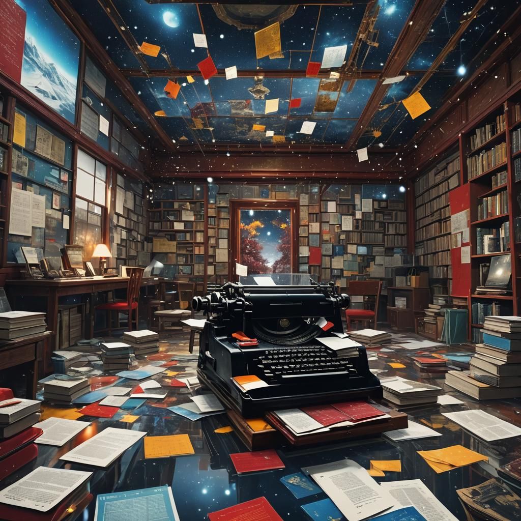 Japanese Mirrors Reflecting Typewriter Racers in Snow