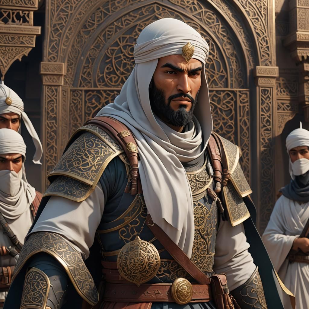 3D Cartoon Islamic Fighter in Ancient Art Style