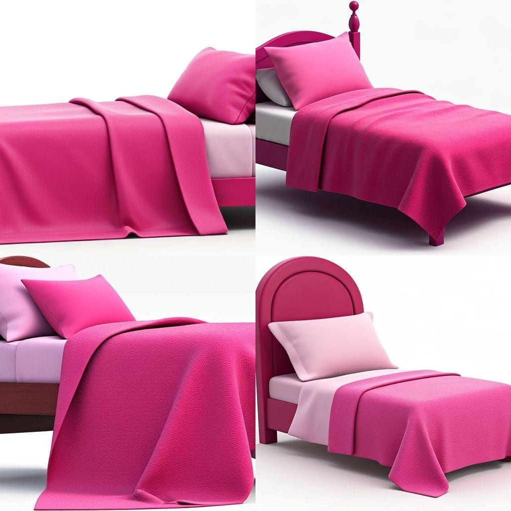 Bright Pink Bed in 3D Style