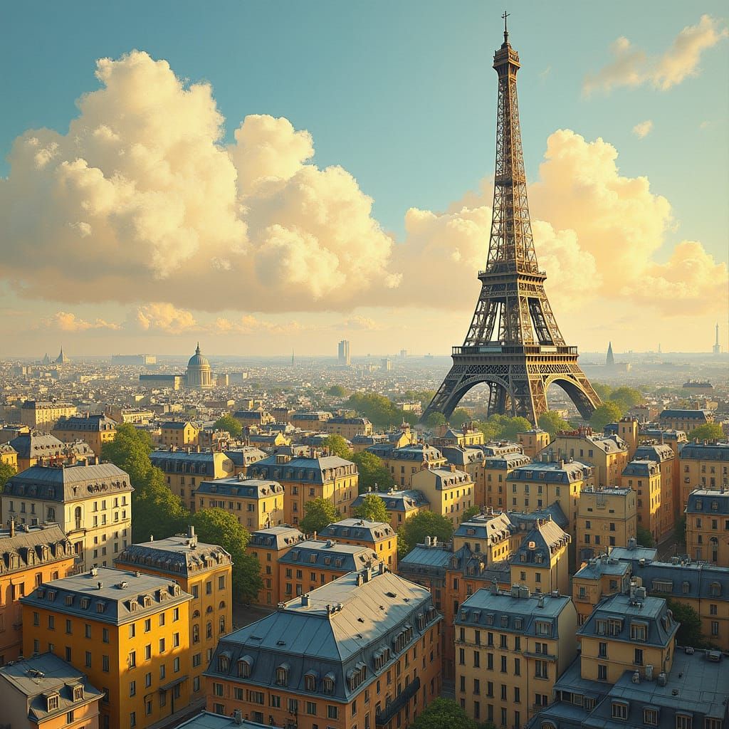 Paris Cityscape in Impressionist Style