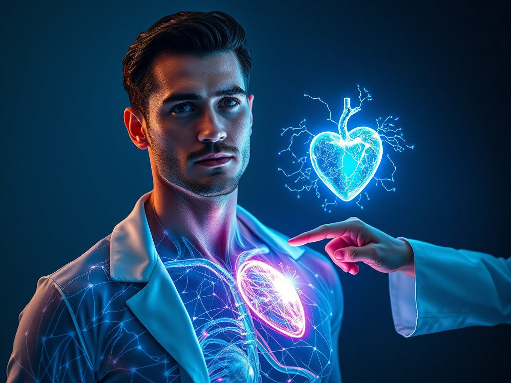 Handsome Man Reveals Complex Anatomy in a Futuristic Medical...