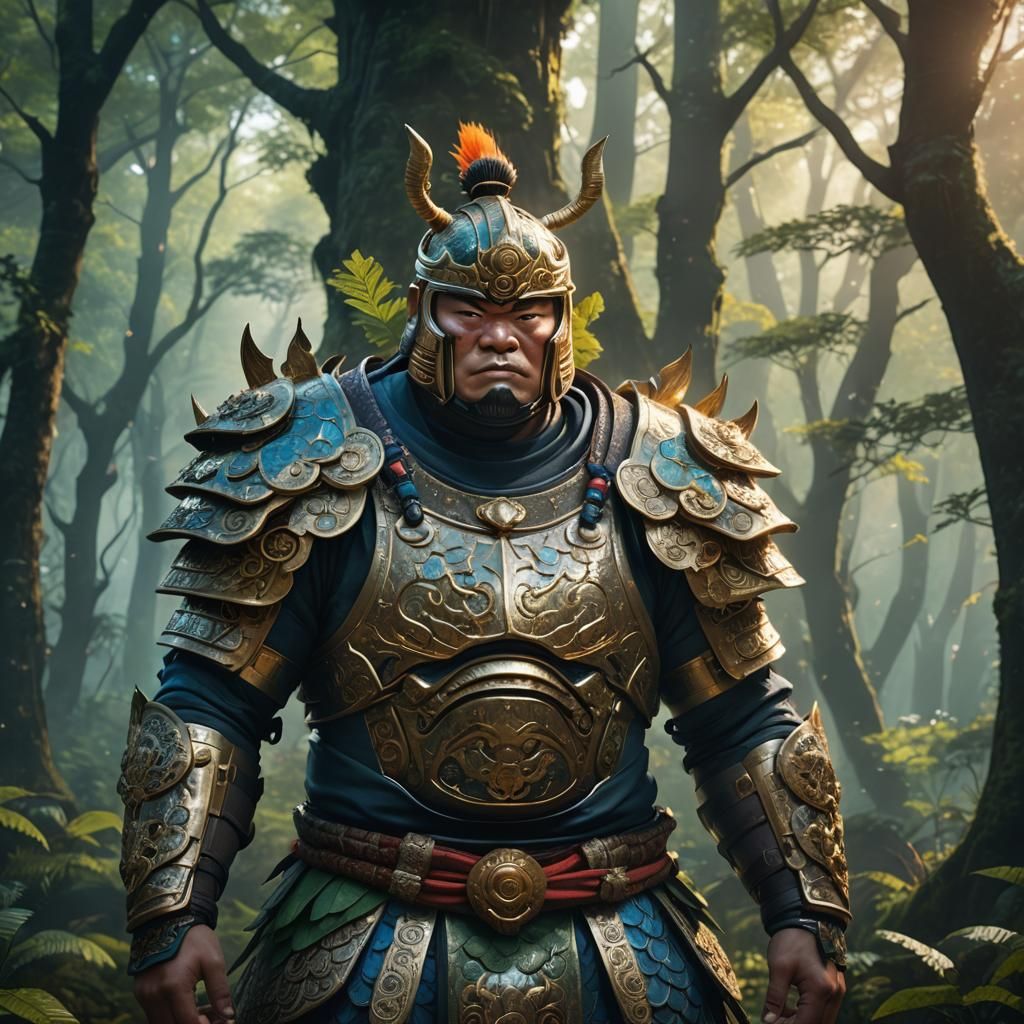 Sumo Wrestler in Mystical Forest Concept Art