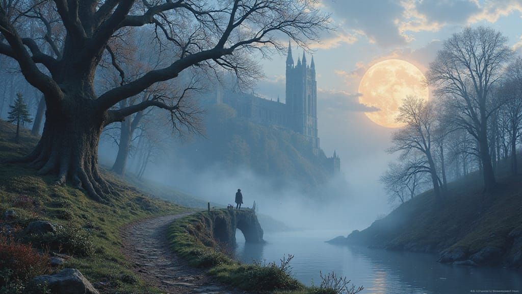 Dreamy Fantasy Concept Art Poster in Lyrical Abstraction Sty...