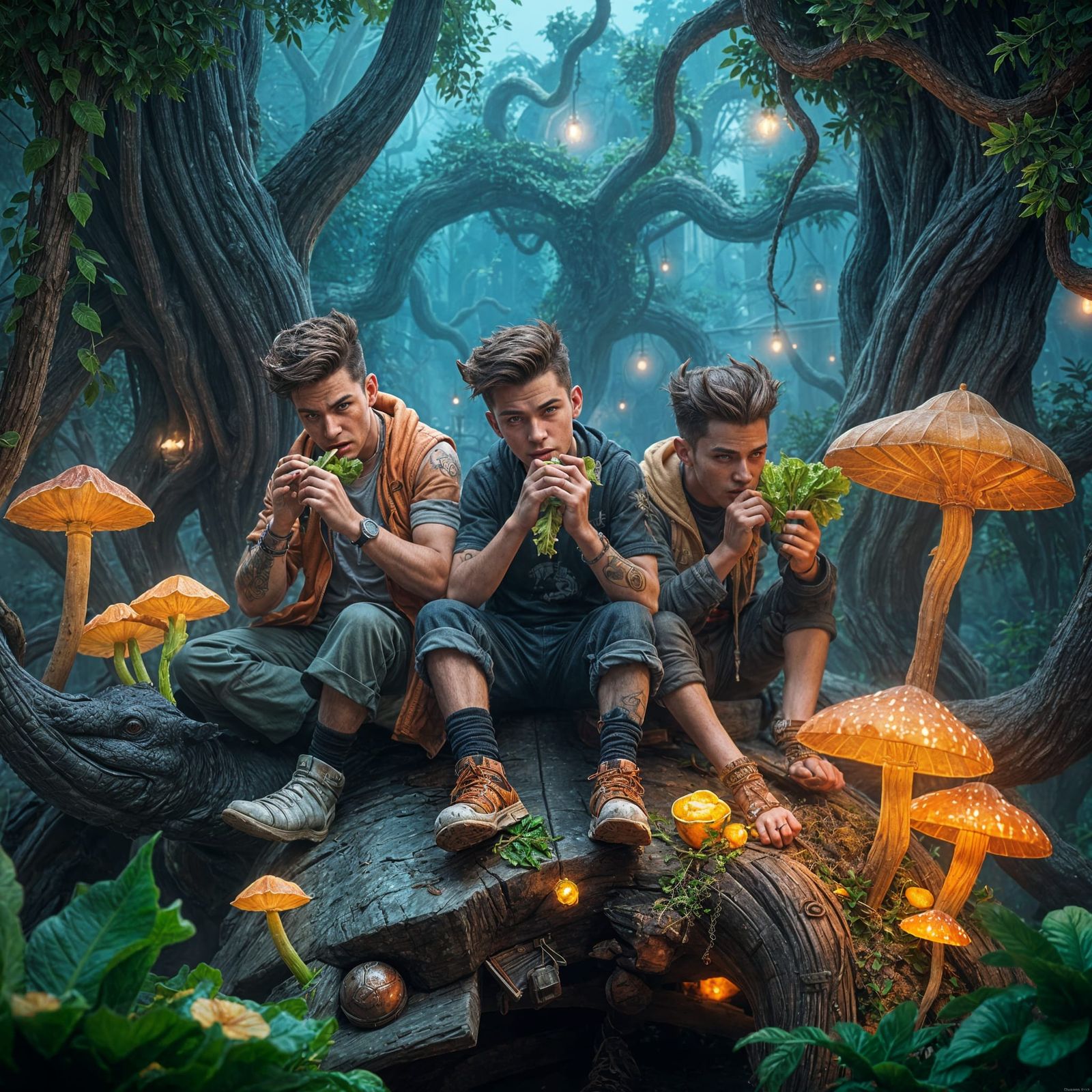 Magical Lettuce Connoisseurs in Whimsical Fantasy Setting