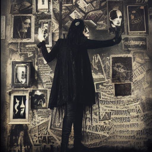 Gothic Singer in German Expressionist Oil Painting