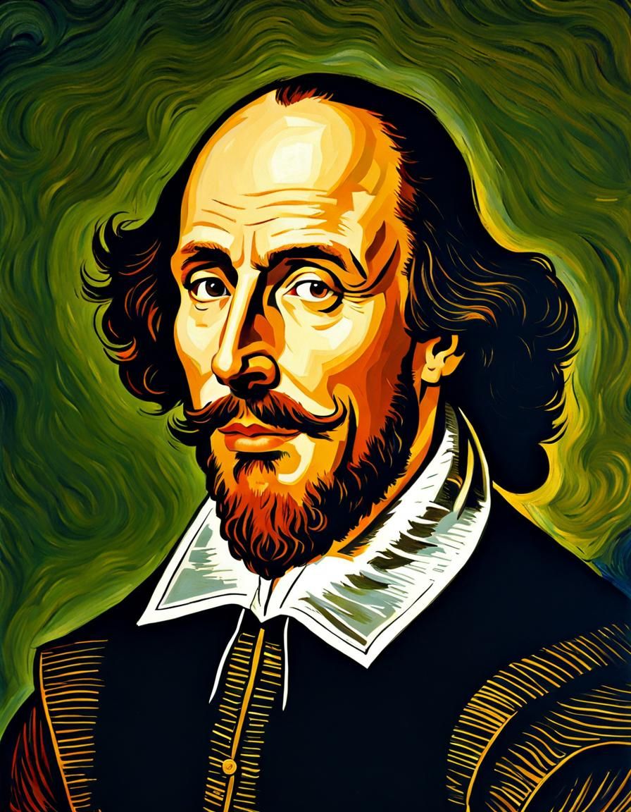 Shakespeare Portrait in Post-Impressionist Style