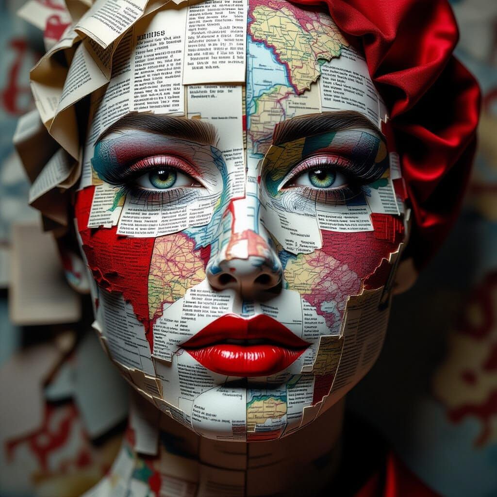 Epic Collage Face Portrait in 8K Digital Matte Painting