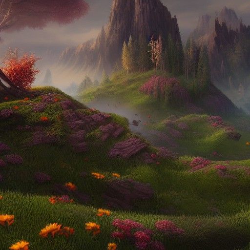 Fantastical Forbidden Meadows in Detailed Matte Painting