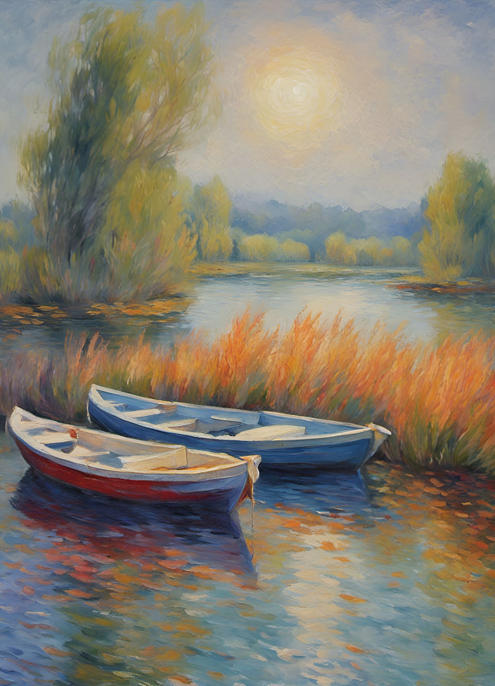 Impressionist Boats on Water by Blanche Hoschedé Monet