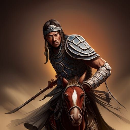 Detailed Mongol Warrior Splash Art Portrait