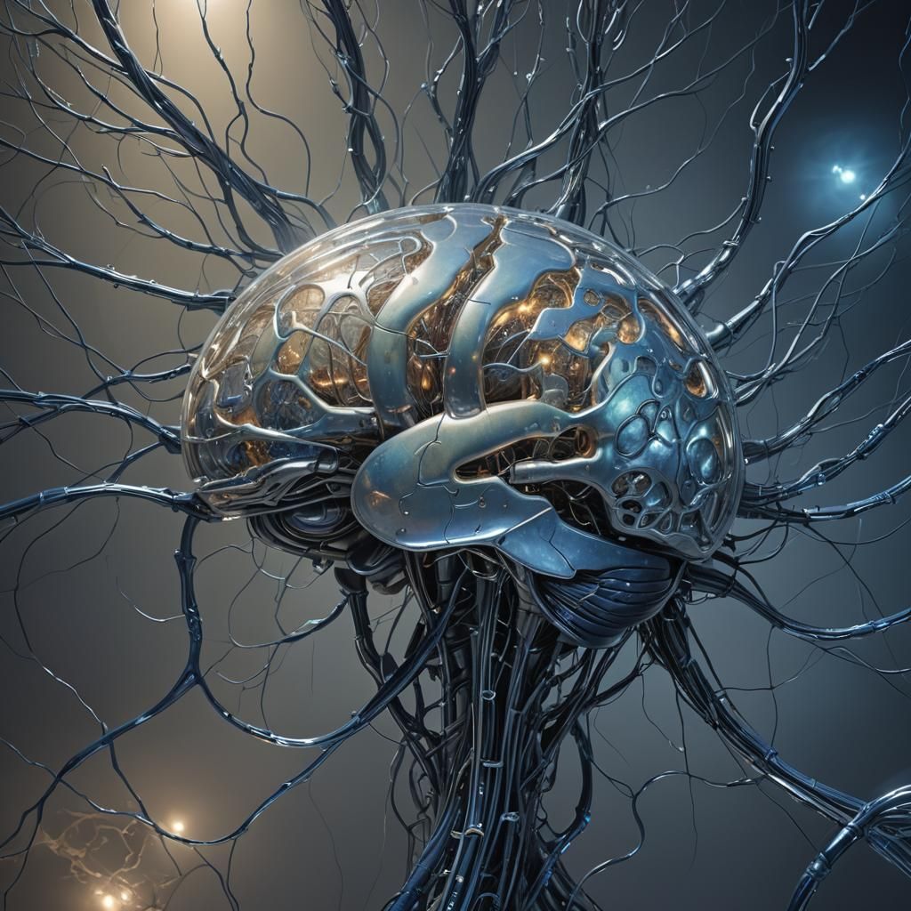 Elegant Brain Aglow with Iridescent Neural Network