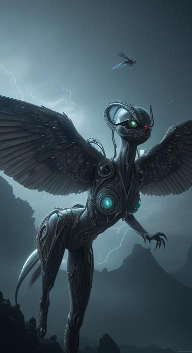 Atompunk Alien Radara Soaring Through Radioactive Skies