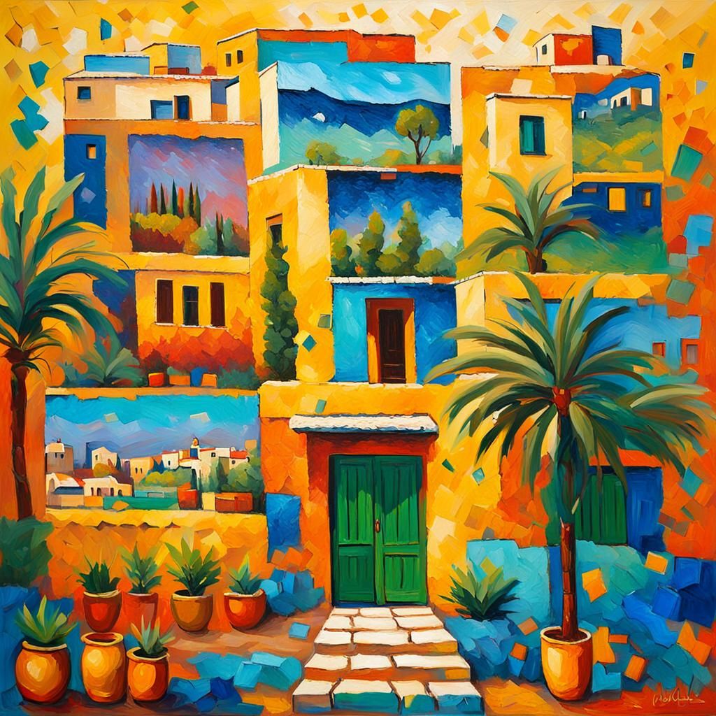 Israel in Neo-Impressionist Expressionist Oil Painting