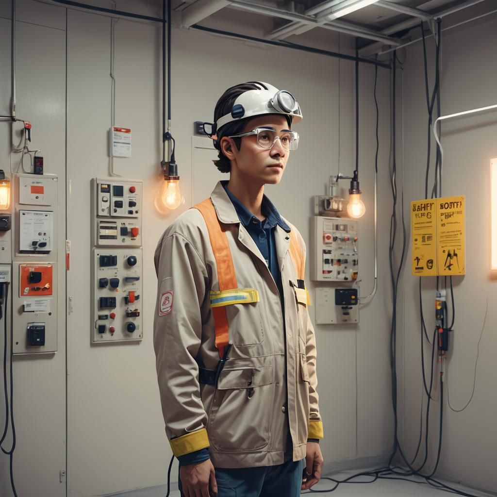 Concept Art of Person Near Electrical Equipment