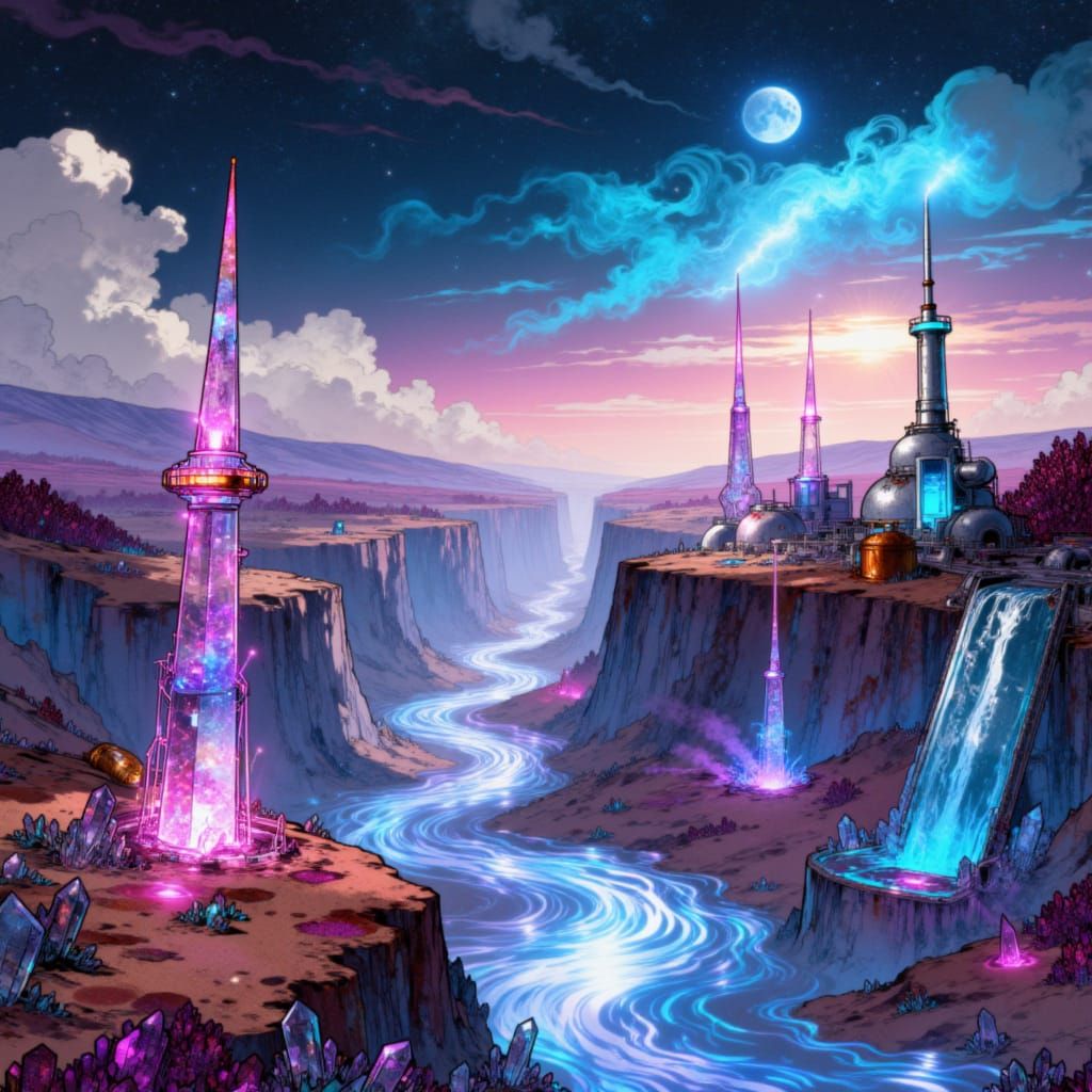 Surreal Dreamscape with Floating Islands and Ethereal Moonli...