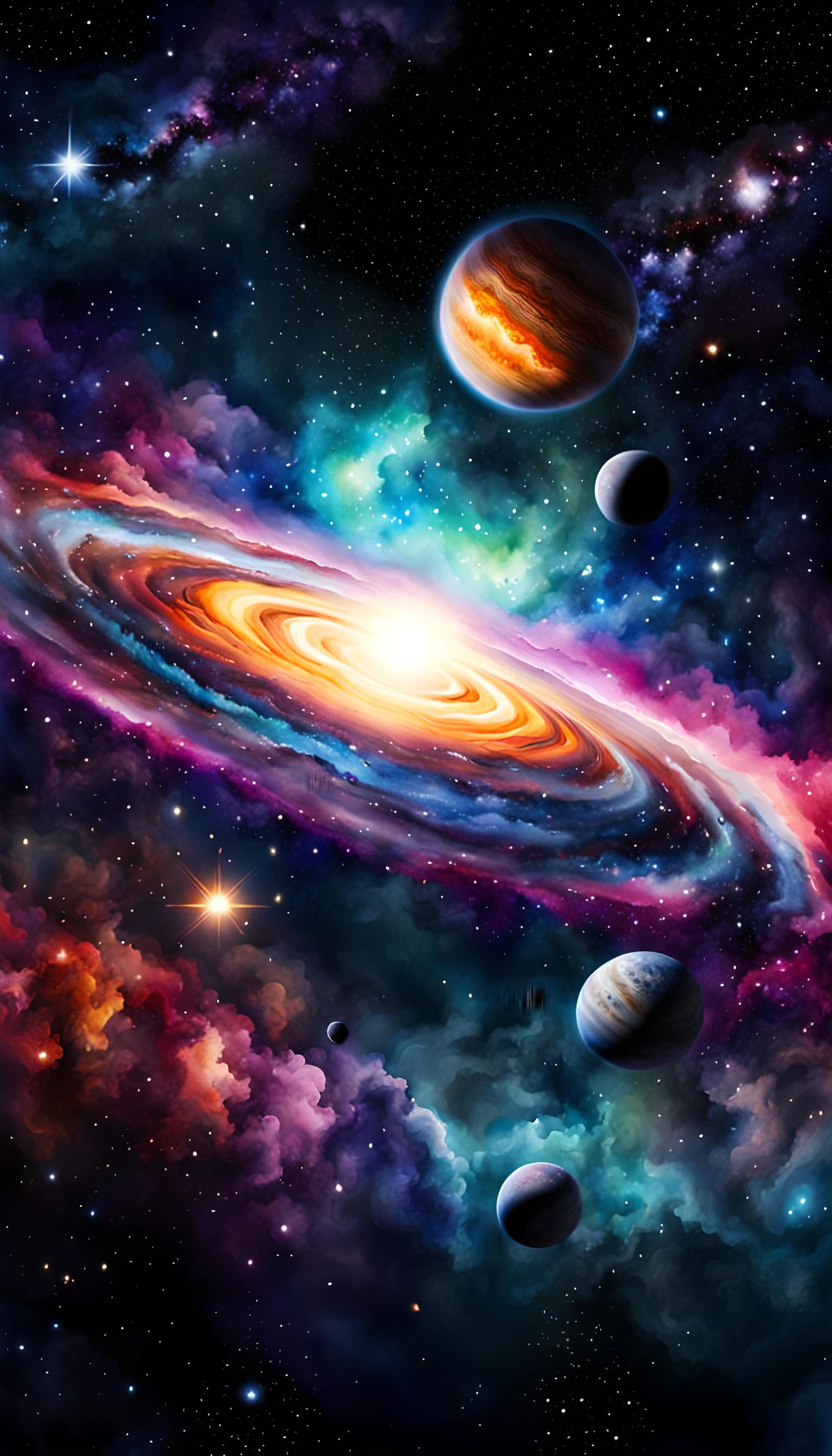 Colorful Galaxy in Watercolor Painting Style