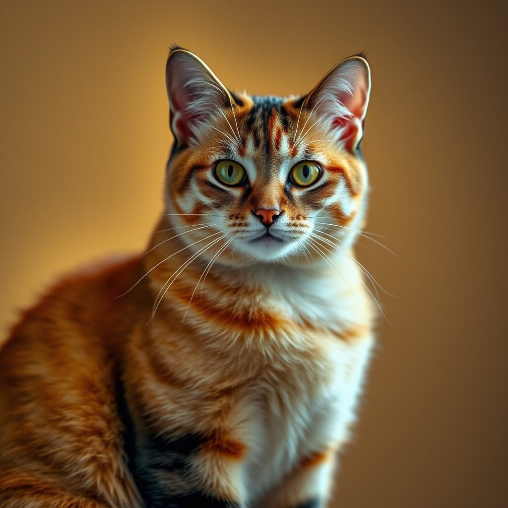 Photogenic Multicolored Cat in Golden Light