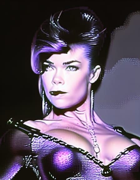 Gothic Bodybuilder in Purple Bikini, Anime Style