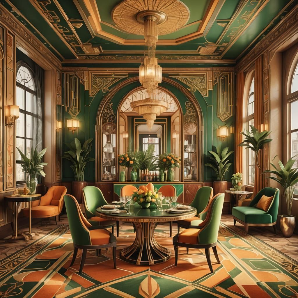 Art Deco Dining Room with Ornate Details