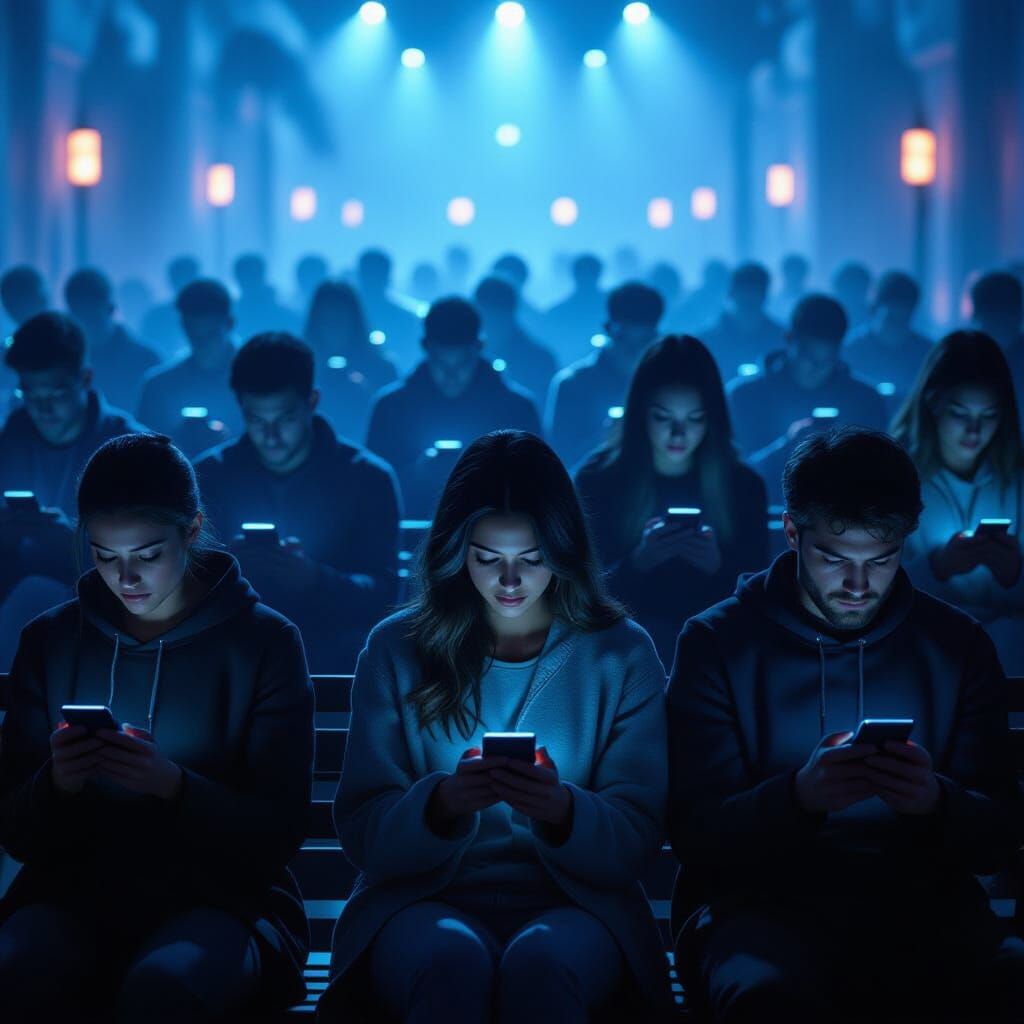 Alienation: People Tranced by Cell Phones in Retro-Futuristi...