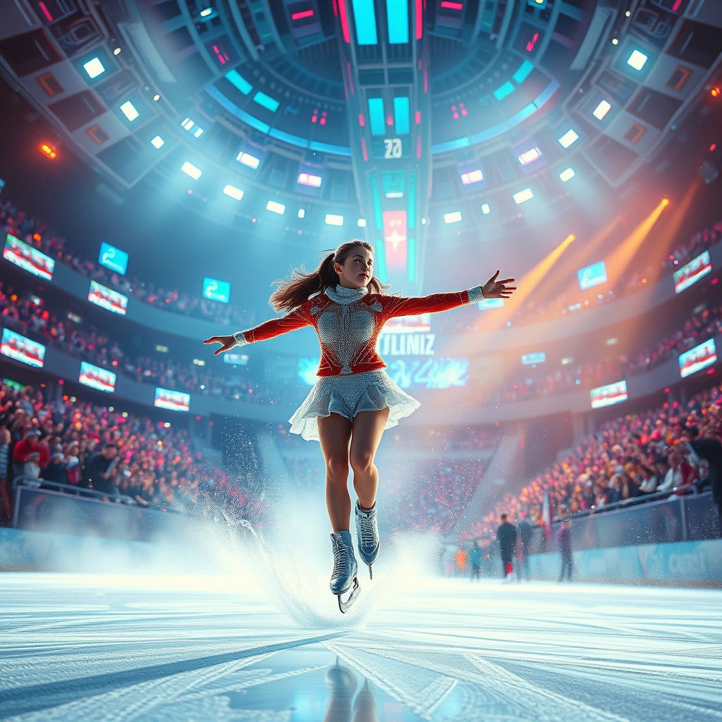 Figure Skater in Futuristic Arena
