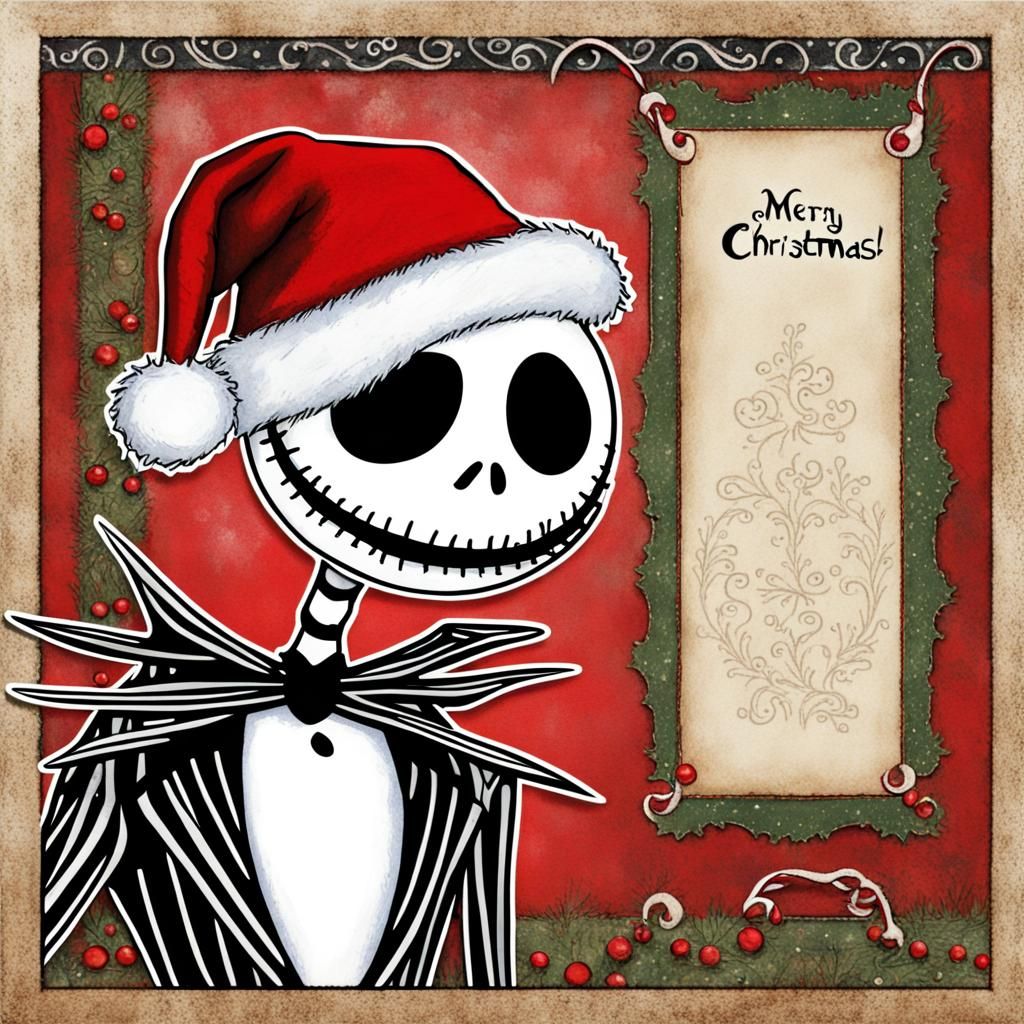 Jack Skellington Christmas Card in Burton Style