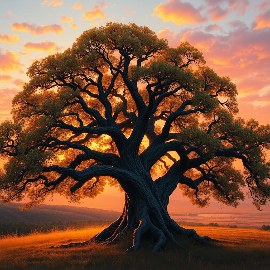 Majestic Tree in Sunset Glow