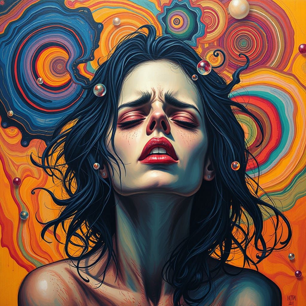 Tormented Woman Lost in Vortex of Addiction