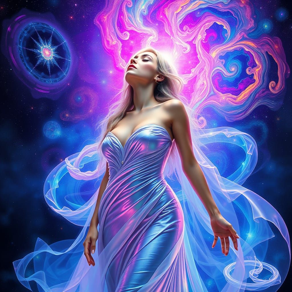 Ethereal Goddess in Cosmic Aura