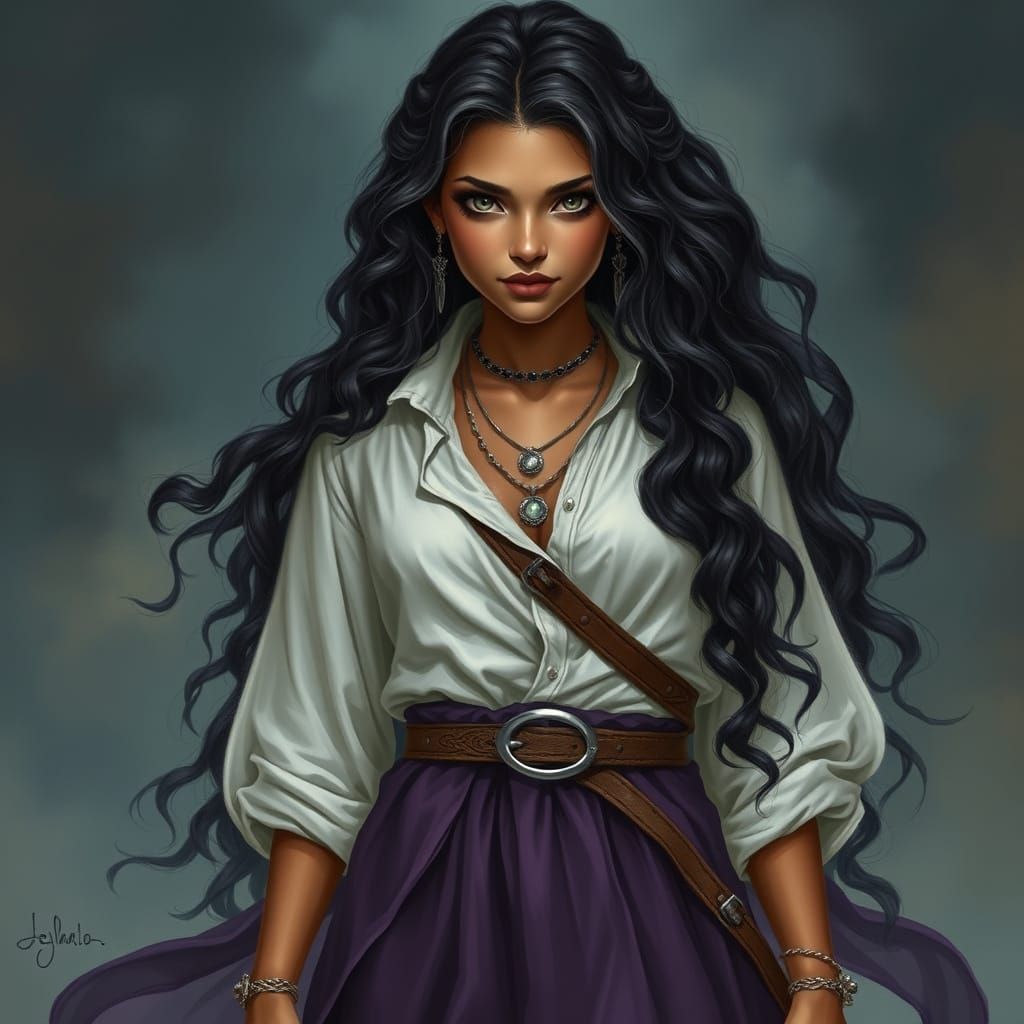 Mystical Seer with Silver Eyes, Fantasy Art