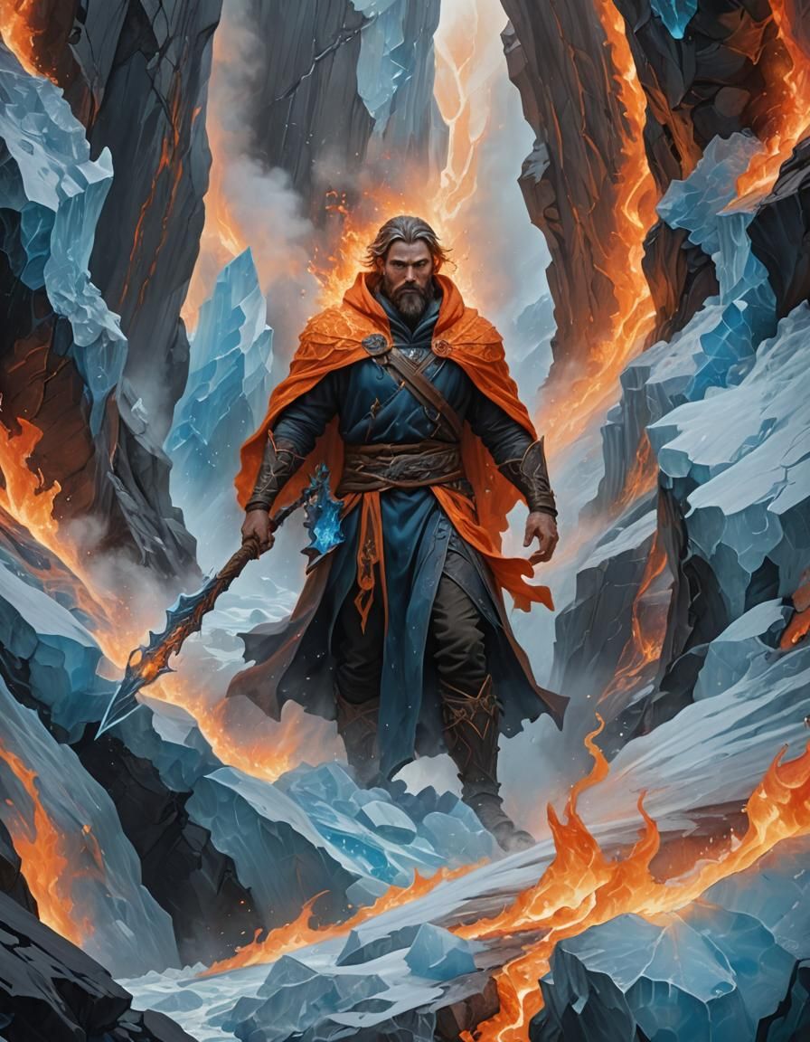 Icy Lava Warrior in Fauvist Style