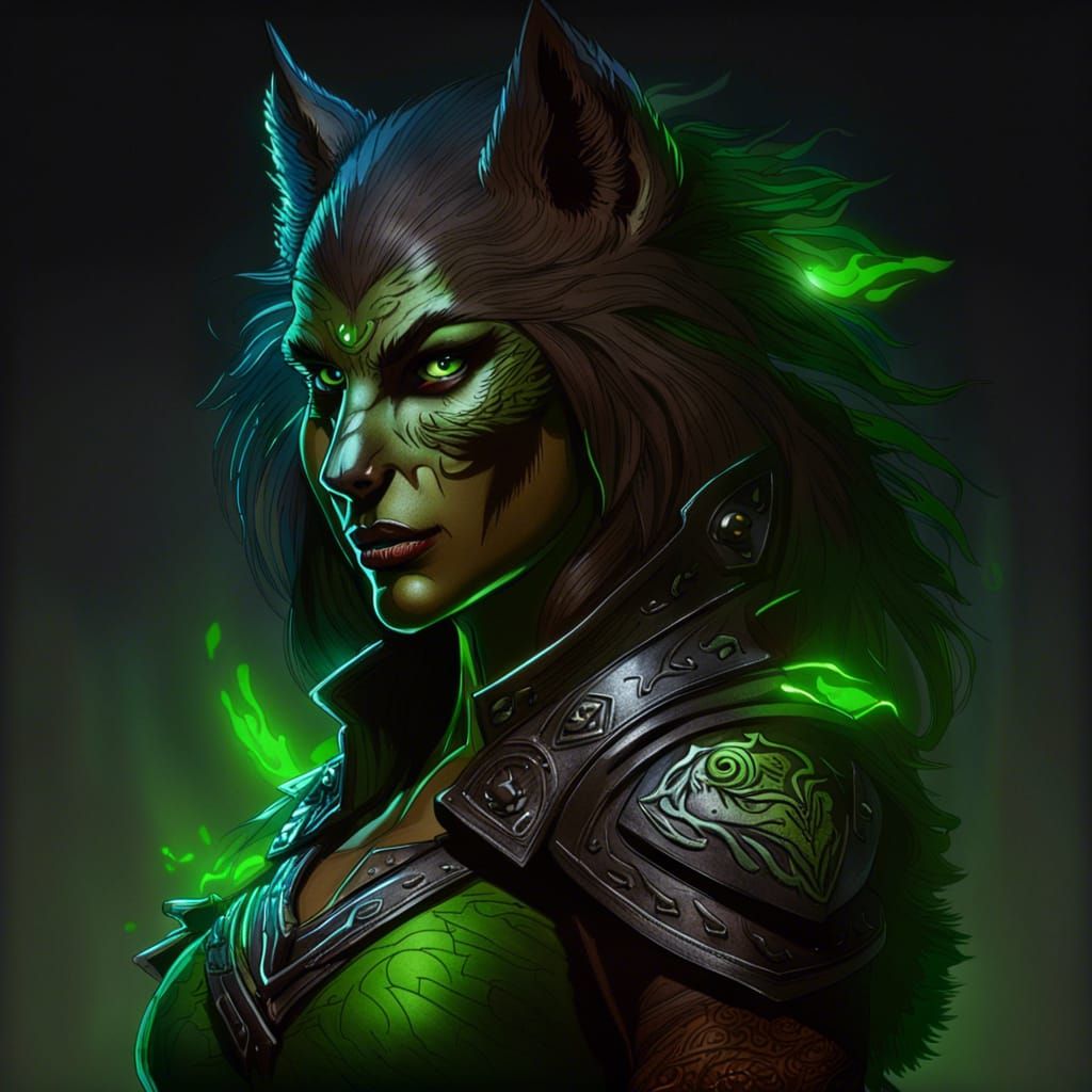 Female Werewolf Rogue in Dungeons and Dragons Style