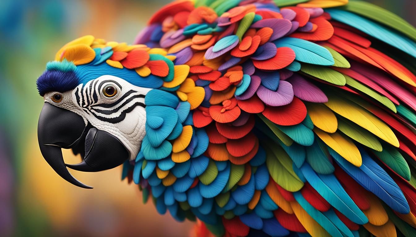 Colorful Parrot in Mexican Alebrije Style