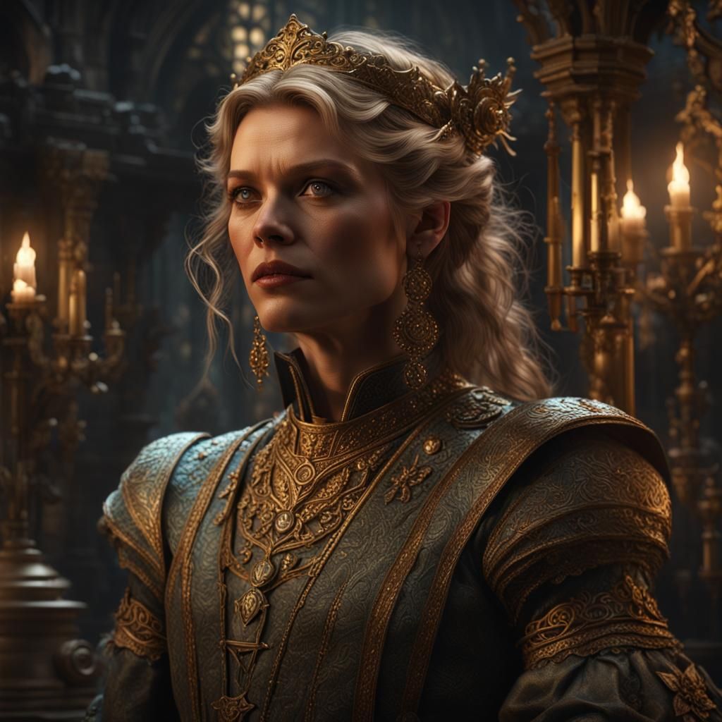 Detailed Portrait in Art Nouveau Style