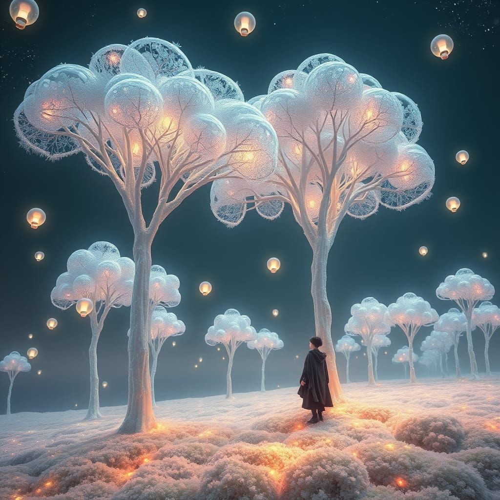 Ethereal Bubble Trees in a Dreamlike Realm