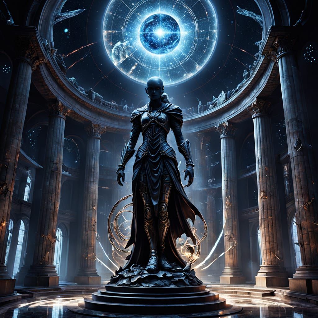 Elegant Marble Sculptures of Synthetic Humans in Cosmic Obse...