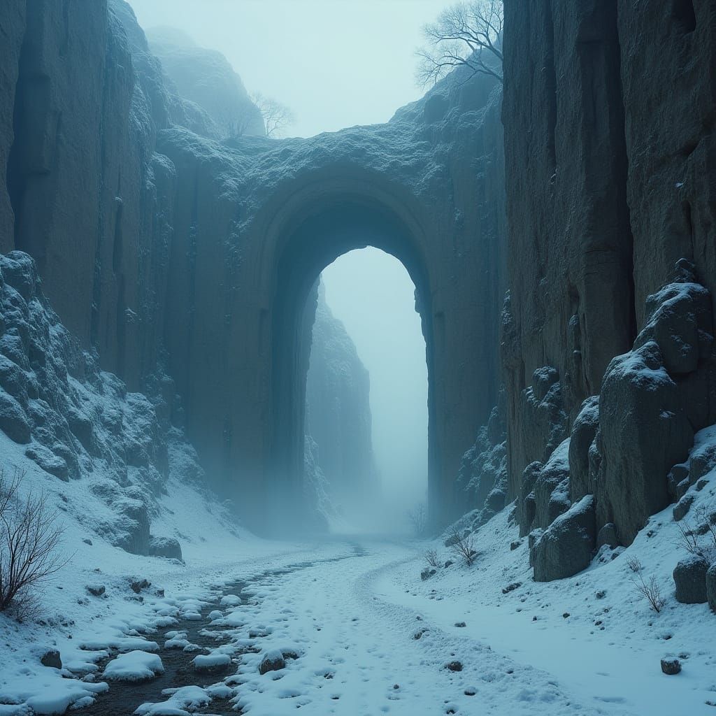 Cyclopean Walls in Snowy Wilderness: Dark Surrealism