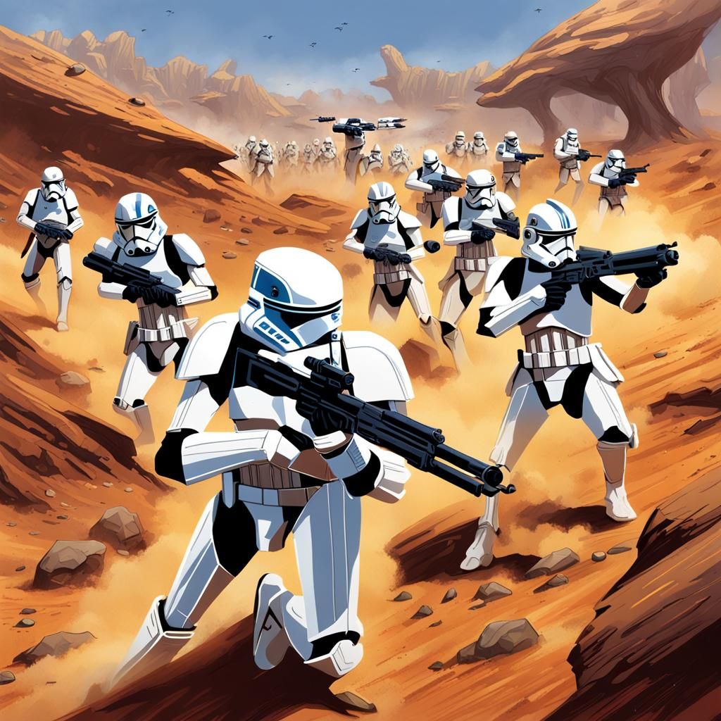 Epic Clone Trooper Battle on Barren Planet
