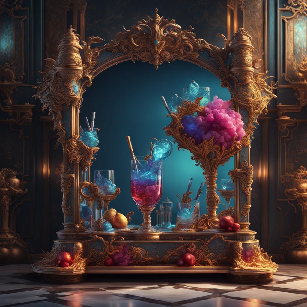 Fantastical Mirror Cocktail in Detailed Matte Painting