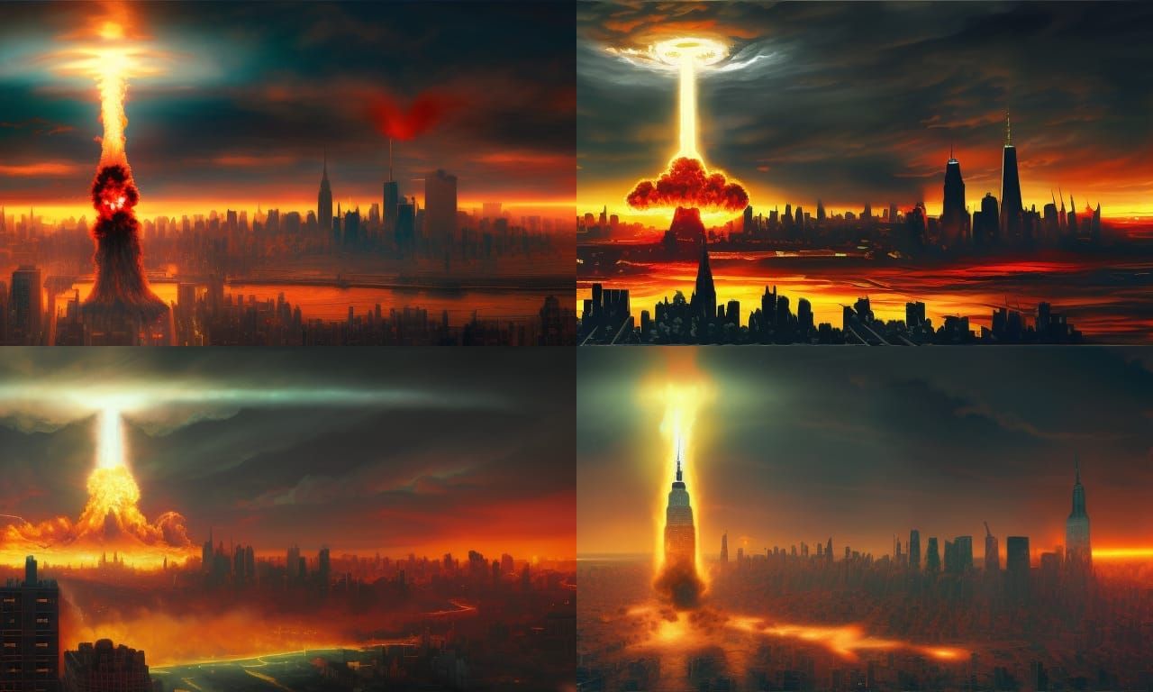 Nuclear Explosion in New York: Dark Fantasy Concept Art