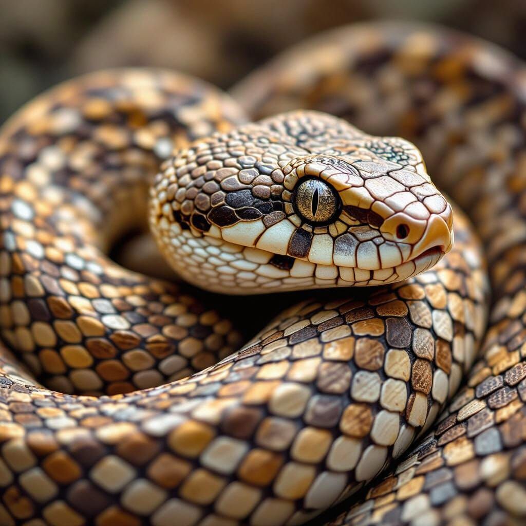 Hyperrealistic Hognose Snake Portrait in Earthy Tones
