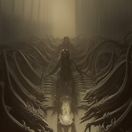 Giant Centipede in the Style of Doré