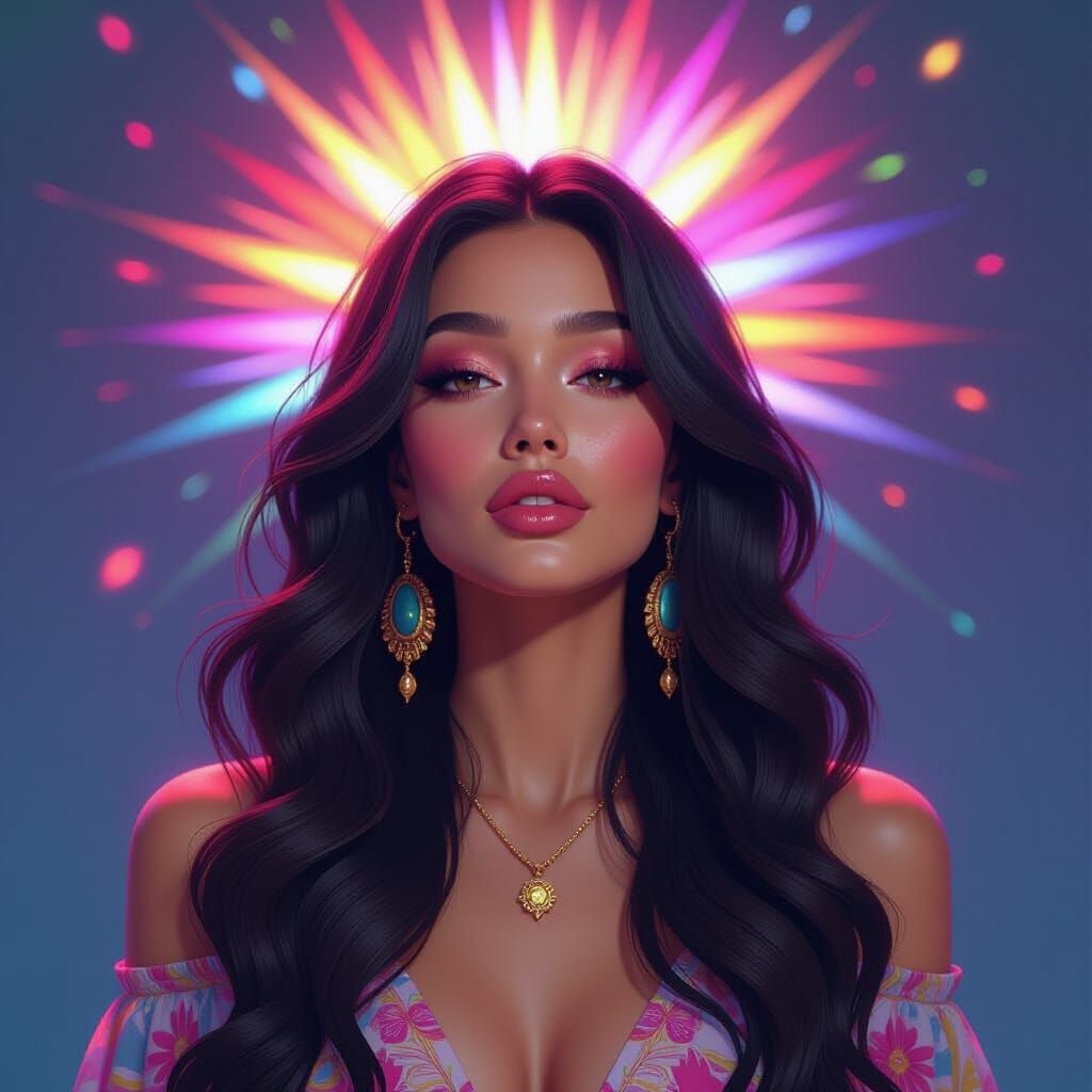 Psychedelic Pop Art Portrait in Vibrant Colors