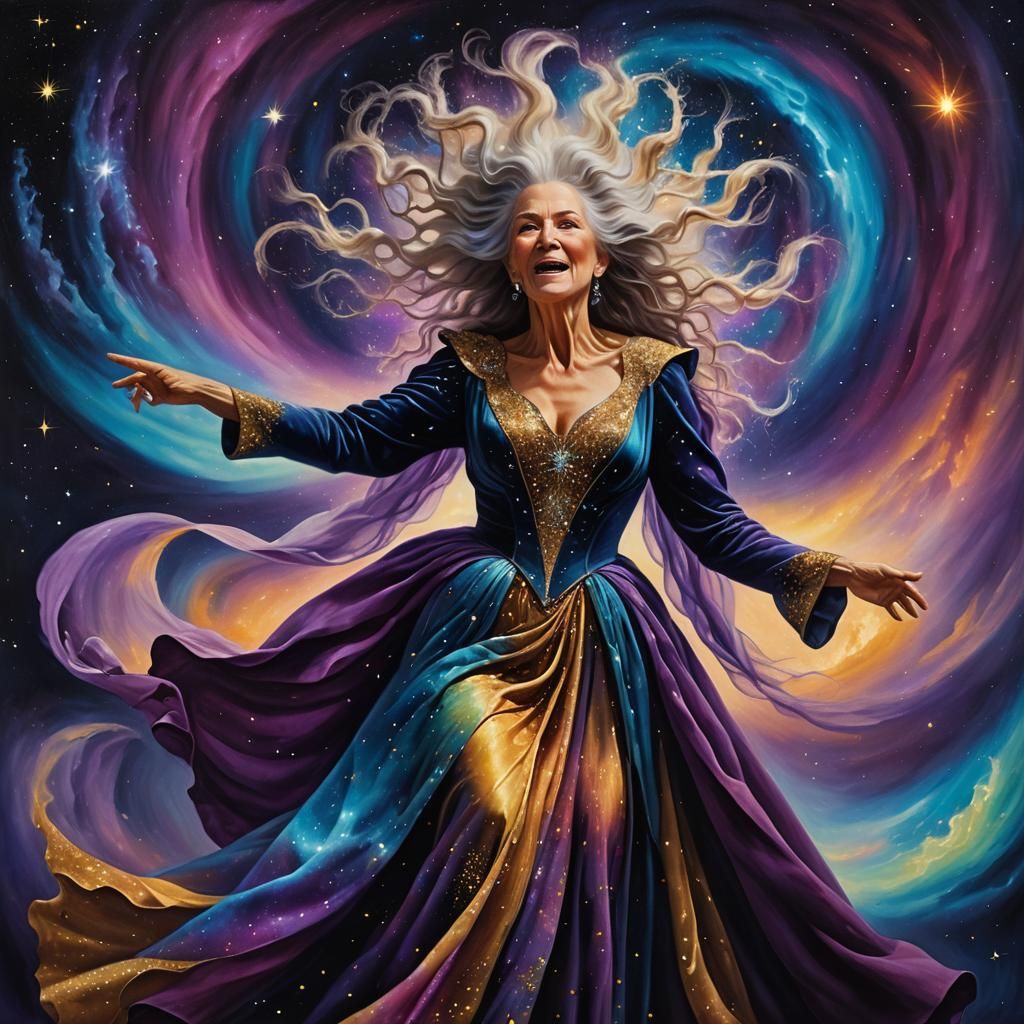 Mama Universe Portrait in Surreal Oil Painting Style
